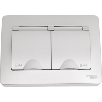 Розетка Systeme Electric Blanca внутр Алюминий 2-ая с/з IP44 со шторками, 16А, 250В SE BLNRS441123