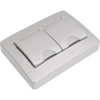 Розетка Systeme Electric Blanca внутр Алюминий 2-ая с/з IP44 со шторками, 16А, 250В SE BLNRS441123