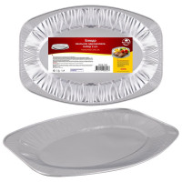 Овальное одноразовое блюдо МУЛЬТИДОМ Размер 43х27.5х3.2см, 2шт, алюминий NEW МО8-198