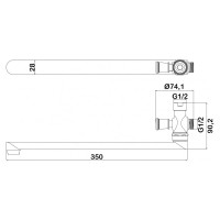 Излив Swedbe Venado Z-формы, длина 325, G1/2, 0060, EAN 7350078200301