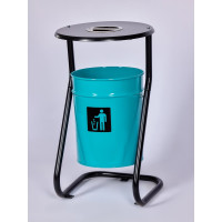 Урна уличная металлическая ПРОФМЕТСТИЛЬ бирюзовая, с пепельницей, с креплением в асфальт 653