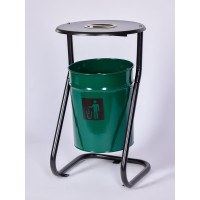 Урна уличная ПРОФМЕТСТИЛЬ металлическая, зеленая, с пепельницей, с креплением в асфальт 649