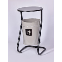 Урна уличная ПРОФМЕТСТИЛЬ металлическая, серая, с крышкой, с креплением в асфальт 642