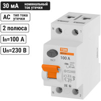 Устройство защитного отключения TDM ELECTRIC ВД1-63 2Р 100А 30мА SQ0203-0025