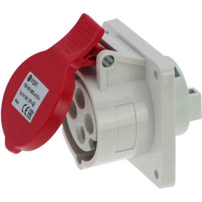 Встраиваемая розетка INPIN 16A/400V/3P+E/IP44, фланец 75x75 CA1390