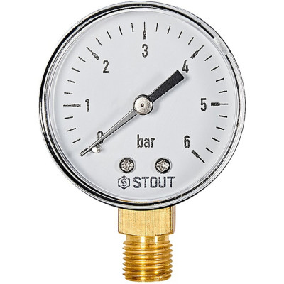 Манометр радиальный STOUT. Корпус Dn 50 мм 1/4 , 0...6 бар, кл.2.5 SIM-1010-500608 RG0094NU9EUEFN