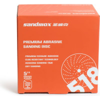 Диск шлифовальный на бумажной основе 518 Orange Ceramic Р120, 125 мм, 8 отверстий, 50 шт SANDWOX 518.125.120.08