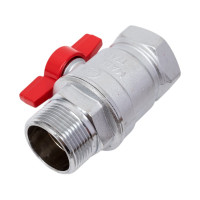 Шаровой кран Giacomini 1 1/4, ВН, ручка-бабочка красная, хромированный R254D R254X006