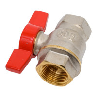 Шаровой кран Giacomini DADO 3/4, ВВ, ручка-бабочка красная, никелированный R911 R911X024