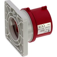 Встраиваемая вилка INPIN 16A/400V/3P+N+E/IP44, фланец 86x86 CA815