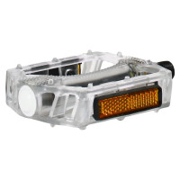 Педали Feimin FP-801clear, 110х100мм, BMX, база пластик, стальная ось, 327гр, прозрачные, подшипник H000010702