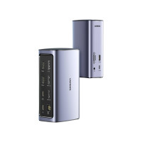 USB концентратор Ugreen хаб 13-в-1: USB A 5Gb x2 + 3.1, DP 4K, HDMI 4K x2 + 8K, Type-C PD 100В + 3.1, 3.5 mm Audio, RJ45, SD/TF 90325