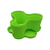 Цветочный тройной горшок Протэкт Зелёный киви пластик, 17х38.5х38.5 см, 3 шт, с подставкой КГ-ЗК ГЦ-17 ЗК