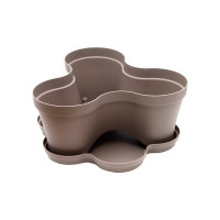 Цветочный тройной горшок ПРОТЭКТ Мокко пластик, 17х38.5х38.5 см, 3 шт, с подставкой КГ-М ГЦ-17 М