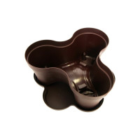 Цветочный тройной горшок ПРОТЭКТ Коричневый пластик, 17х38.5х38.5 см, 3 шт, с подставкой ГЦ-17 К КГ-К