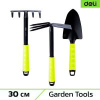 Набор для сада и огорода лопата, мотыга, грабли DELI 30см DL580803 защита от ржавчины и коррозии 104542