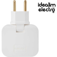 Облегченный сетевой электрический плоский поворотный тройник в розетку idealim white light