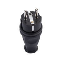 Вилка разборная General Lighting Systems GRV-P-16-R-G-B-IP44 16А с/з IP44 круглая каучук черная 470517