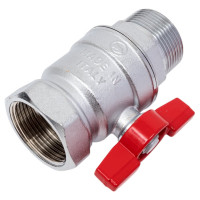 Шаровой кран Giacomini 1 1/4, ВН, ручка-бабочка красная, хромированный R254D R254X006