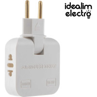 Сетевой электрический плоский поворотный тройник в розетку idealim с USB white USB