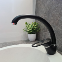 Смеситель для кухни (мойки) INGROSSO черный, высокий излив, картридж 40 мм, гайка 599-25-6 УТ-00041742