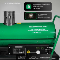 Тепловая дизельная пушка Electrolite TPDN-25 EL ( 25000 Вт, 900 м3/час, 1.7 л/час, 36 л бак, НЕПРЯМОЙ НАГРЕВ) 4094