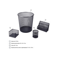 Настольный набор BERLINGO Steel&Style из металла, 4 предмета, с корзиной, черный BMs_41412