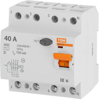 Устройство защитного отключения TDM ELECTRIC ВД1-63S 4Р 40А 100мА SQ0203-0068