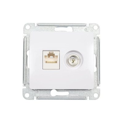 Розетка Systeme Electric Glossa белый TV+RJ45, кат.5E GSL000189