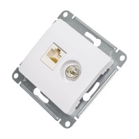 Розетка Systeme Electric Glossa белый TV+RJ45, кат.5E GSL000189