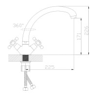 Смеситель для кухни Антей Дельта с 2-мя рукоятками, с высоким изливом, крепление гайка 1/10 427333-ANT
