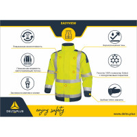 Сигнальная демисезонная куртка Delta Plus цв. флуоресцентный желтый, р. XXL EASYVJMXX