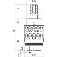 Картридж Elghansa D=25 мм керамический высокий 50 bar KH-25-500-Blister