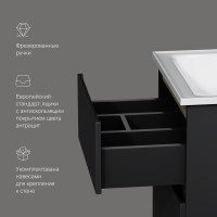 База под раковину AM.PM X-Joy подвесная, 55 см, 2 ящика, черный матовый M85AFHX0552BM