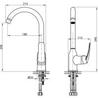 Смеситель для кухни Elghansa однорычажный с гибкой подводкой 5670909