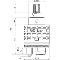 Картридж Elghansa D=35 мм для тяжелых рукоятей керамический высокий 50 bar KH-35-500-Heavy