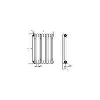 Радиатор трубчатый RIFAR TUBOG 3180 Антрацит 06 секц. бок. TUB 3180-06-AN