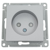 Механизм розетки Systeme Electric 1-м СП ATLAS DESIGN без заземления, защитные шторки 16А алюминий ATN000349