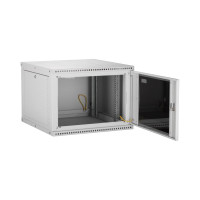 Настенный разборный шкаф TLK 19, 15U, стеклянная дверь, серый TWI-156045-R-G-GY
