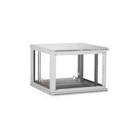Настенный разборный шкаф TLK 19, 15U, стеклянная дверь, серый TWI-156045-R-G-GY