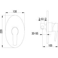 Смеситель Lemark Atlantiss LM3223C для душа, встраиваемый LM3223C
