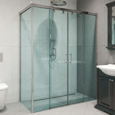 Душевой уголок GuteWetter gwmpslrc865 110x115x200 см, профиль хром блестящий, стекло бесцветное закаленное 8/6 мм 4698032891725