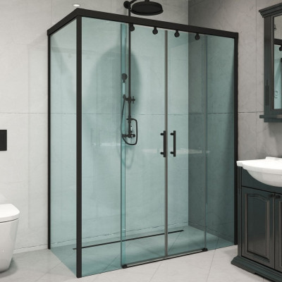 Душевой уголок GuteWetter gwmpslrc865 70x145x200 см, профиль черный матовый, стекло бесцветное закаленное 8/6 мм 4698032857424