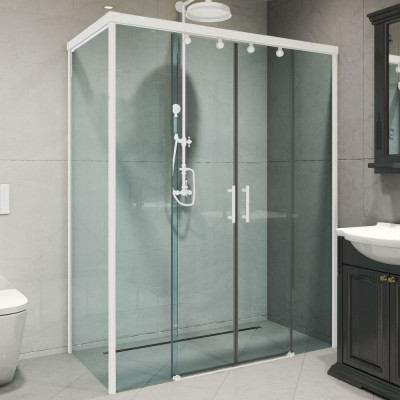 Душевой уголок GuteWetter gwmpslrc865 110x150x200 см, профиль белый матовый, стекло бесцветное закаленное 8/6 мм 4698032894030