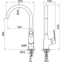 Смеситель для кухни Elghansa однорычажный, с гибкой подводкой 5682306