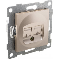 Механизм комбинированной розетки GUSI ELECTRIC Ugra RJ45, RJ12, СУ, шампань С11КТ-027