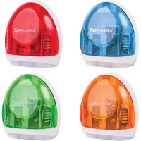 Точилка BRAUBERG Tern с контейнером, пластиковая, овальная, 3 отверстия, цвет ассорти 226939