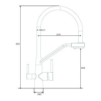 Смеситель для кухни ESKO нержавеющая сталь, с подключением к фильтру, черный K25 B