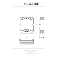 Решетка Migliore COMPLEMENTI двойная L20xP10xH30 см., бронза 22026