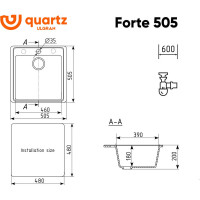 Мойка ULGRAN Quartz Асфальт Forte 505-09